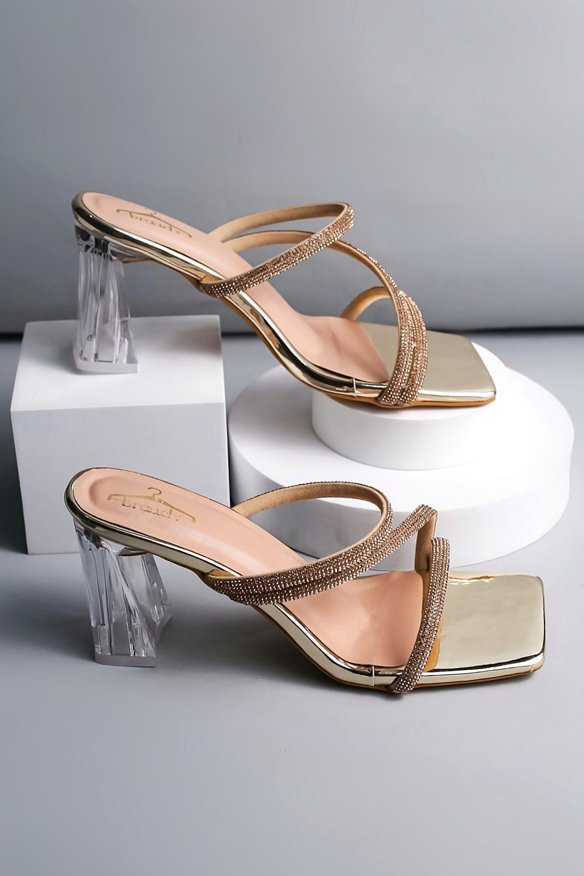 Glass discount block heels