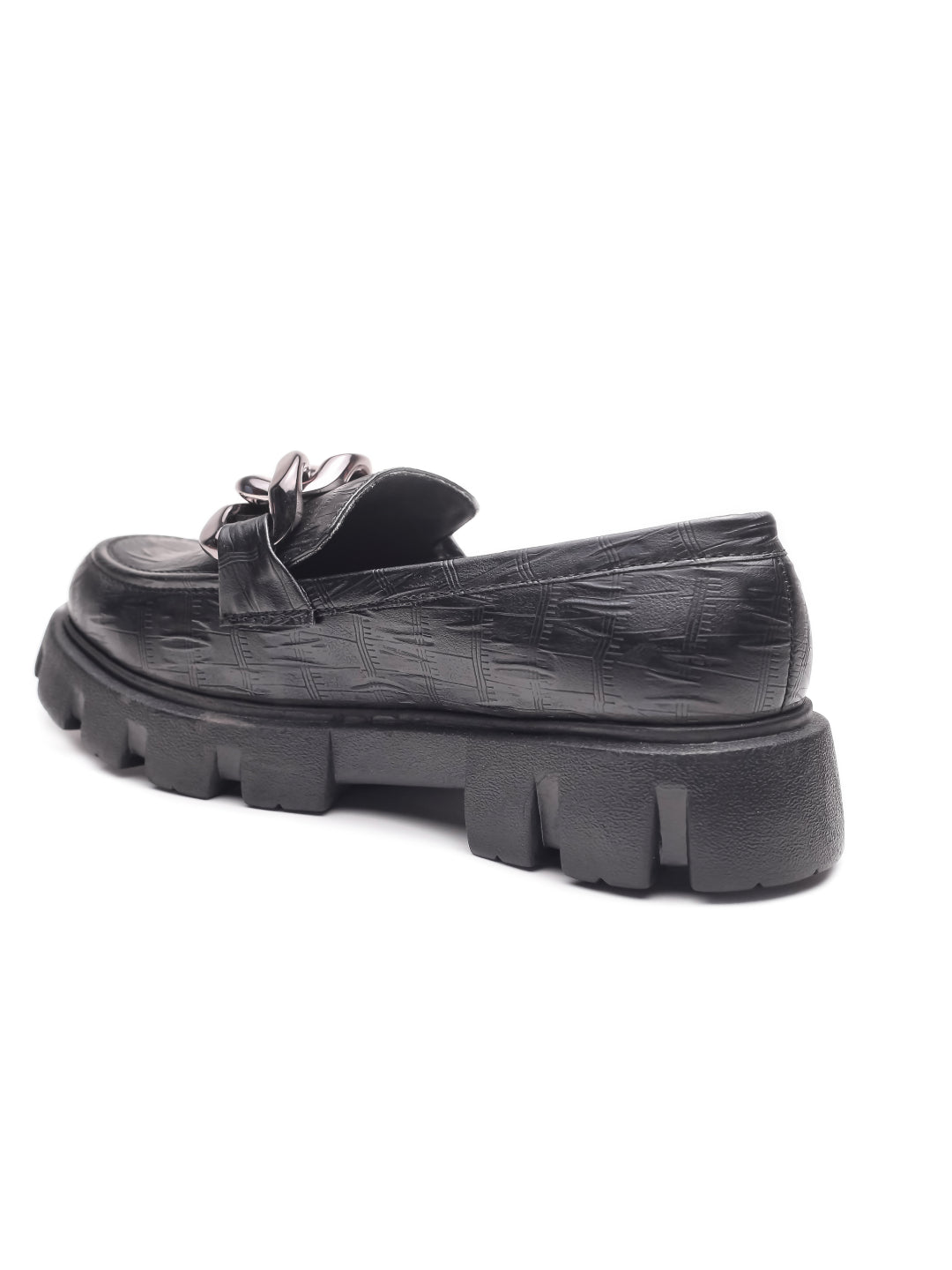 Brauch Black Patterned Embellished Loafer Shoe