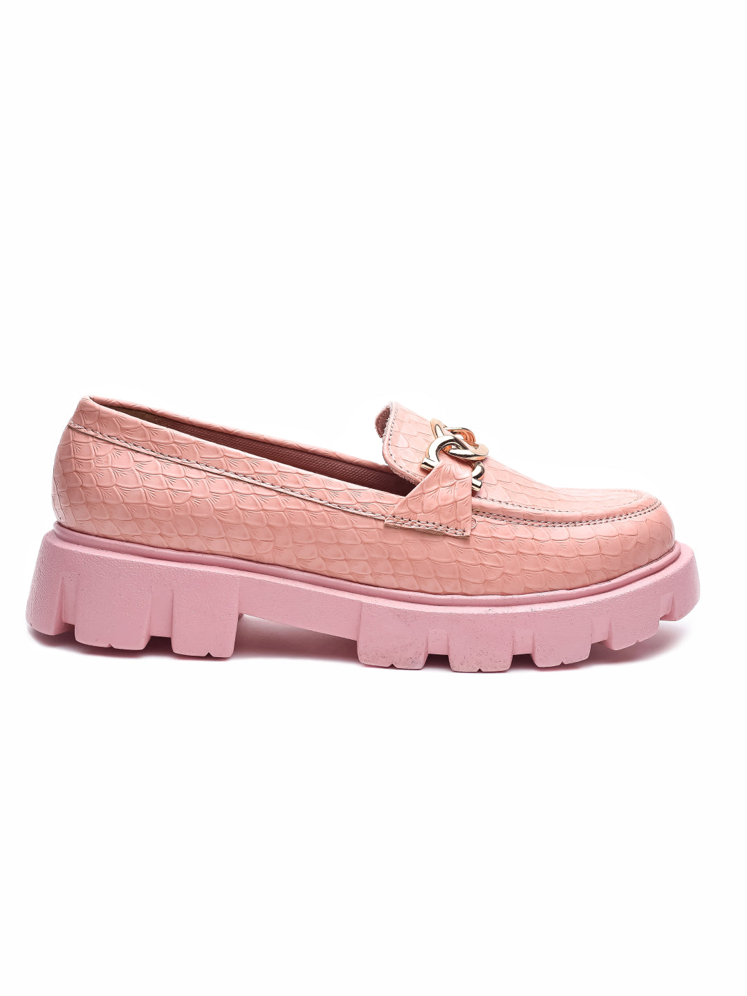 Brauch Pink Patterned Embellished Loafer Shoe