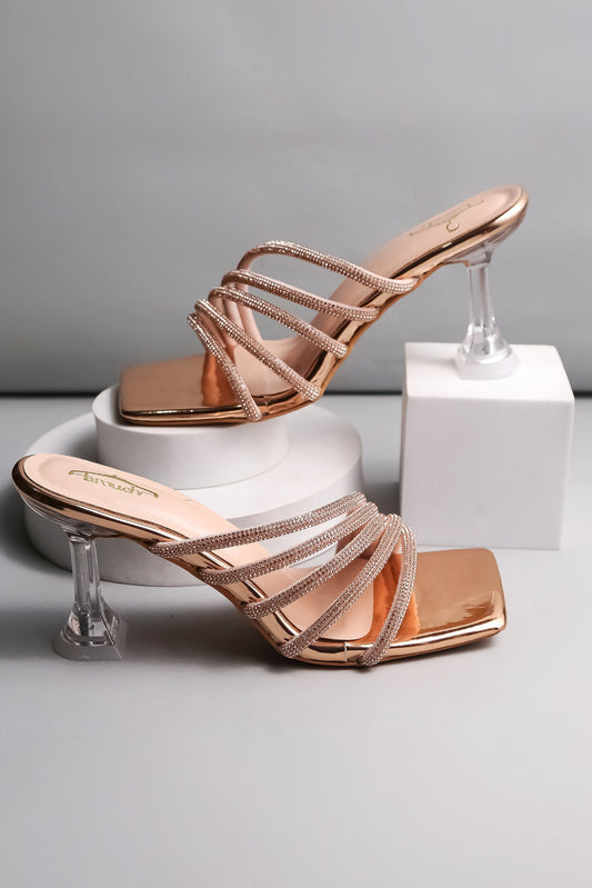 Brauch Rose Gold Rhinestone Multi-straps heel