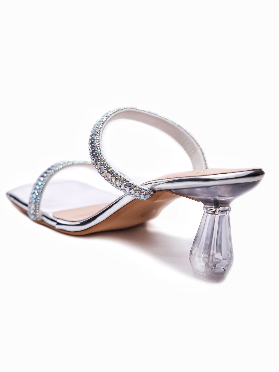 Brauch Silver Patterned Rhinestone Transparent heel