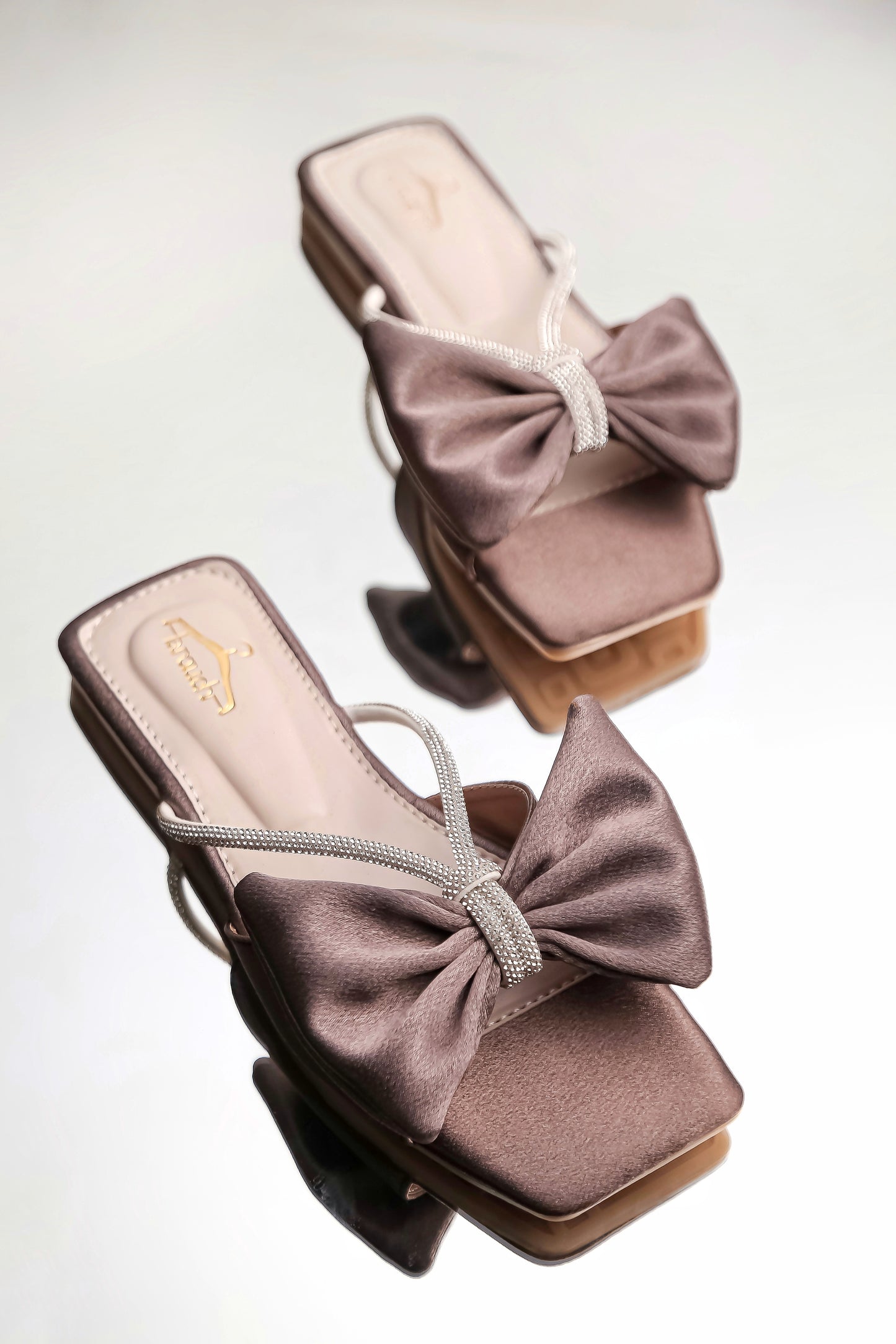 Brauch Women Grey Rhinestone Bow Flats