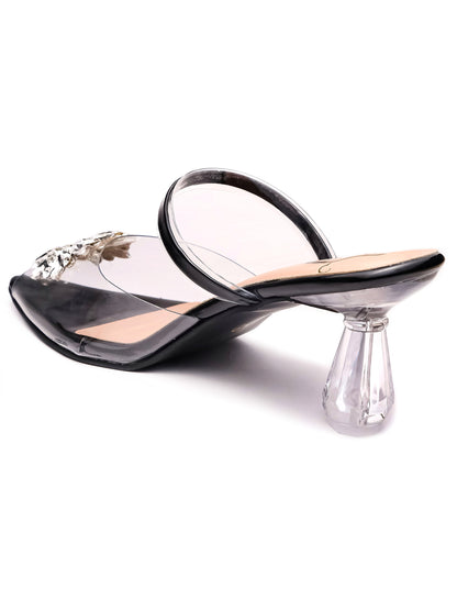 Brauch Black Diamond Buckle Transparent Peep Toe Heel