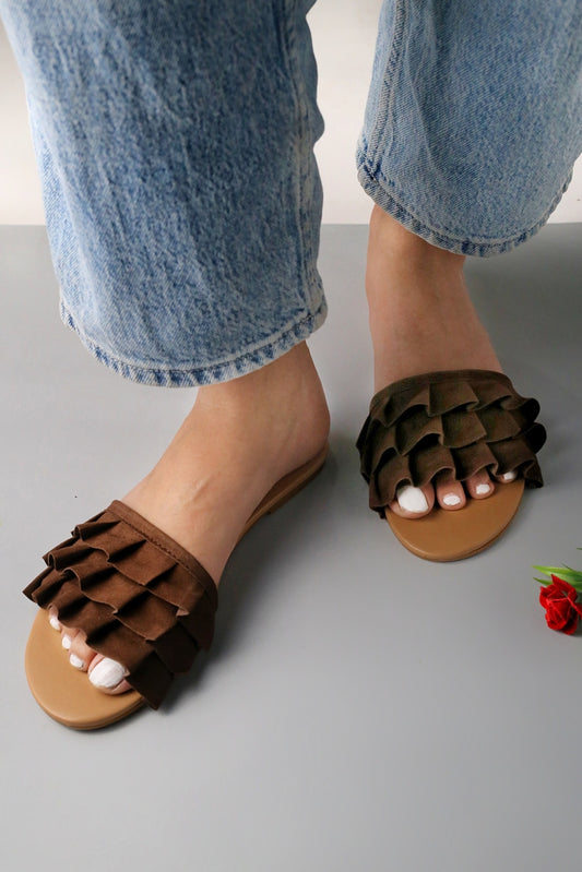 Brauch Brown Suede Frock Flats