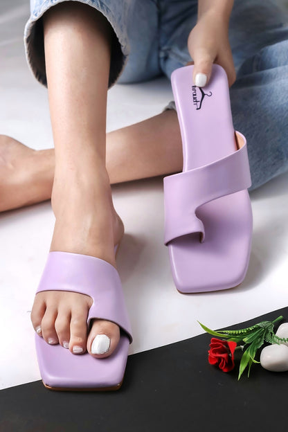 Brauch Purple Thumb Strap Square Toe Flats