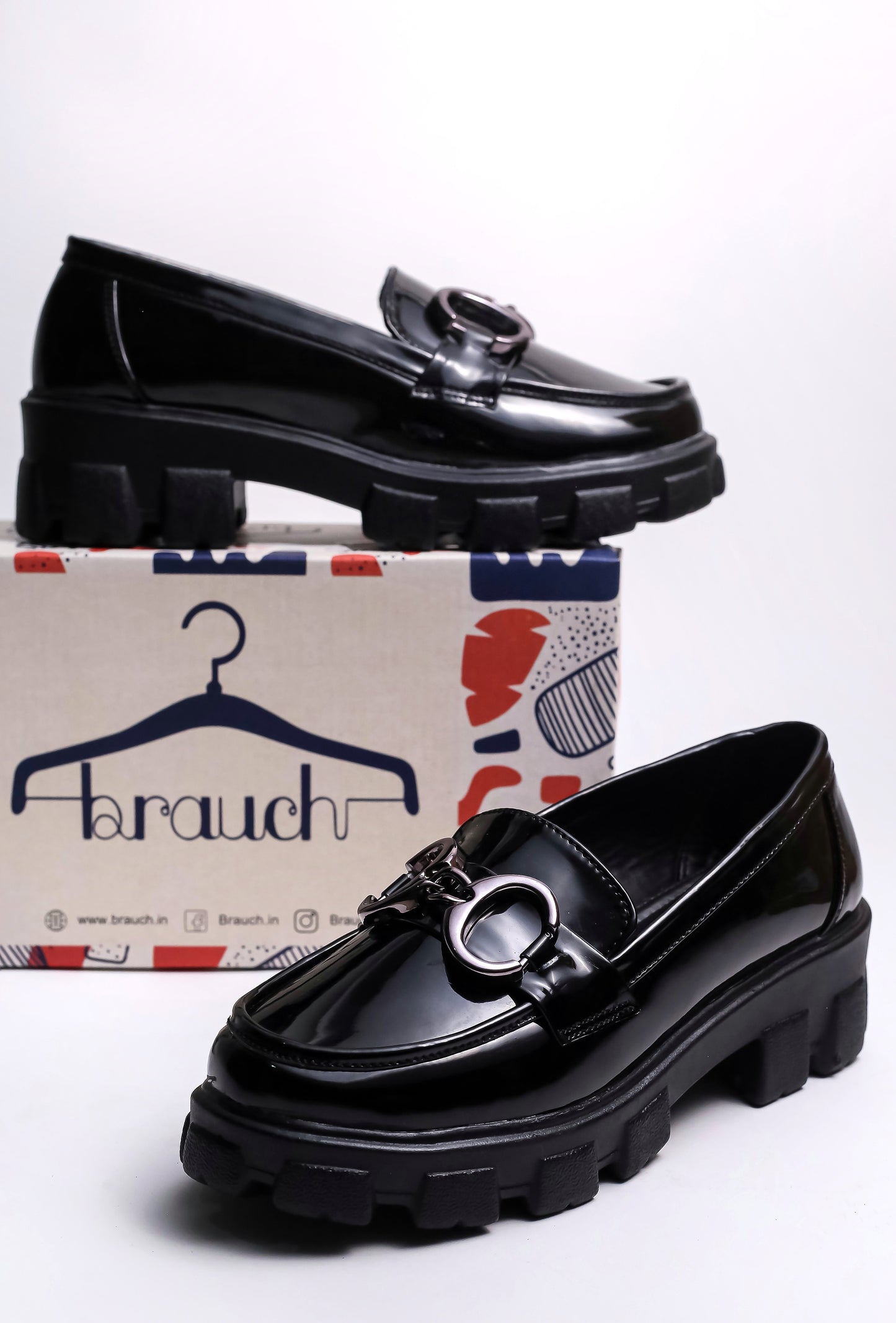 Brauch Black Patent Embellished Loafer Shoe