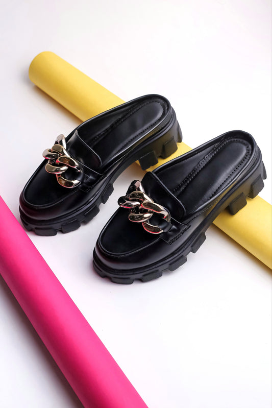 Brauch Black Embellished Slip-on Loafer Shoe