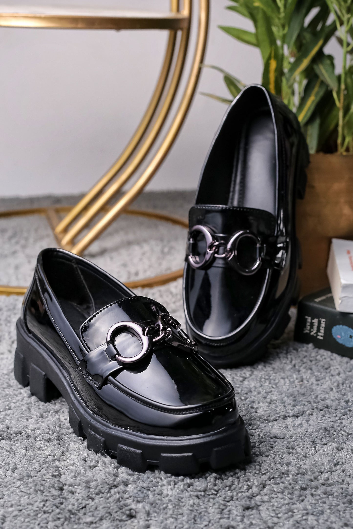 Brauch Black Patent Embellished Loafer Shoe