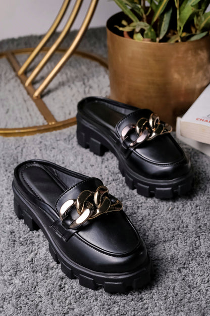 Brauch Black Embellished Slip-on Loafer Shoe