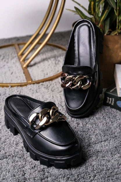 Brauch Black Embellished Slip-on Loafer Shoe