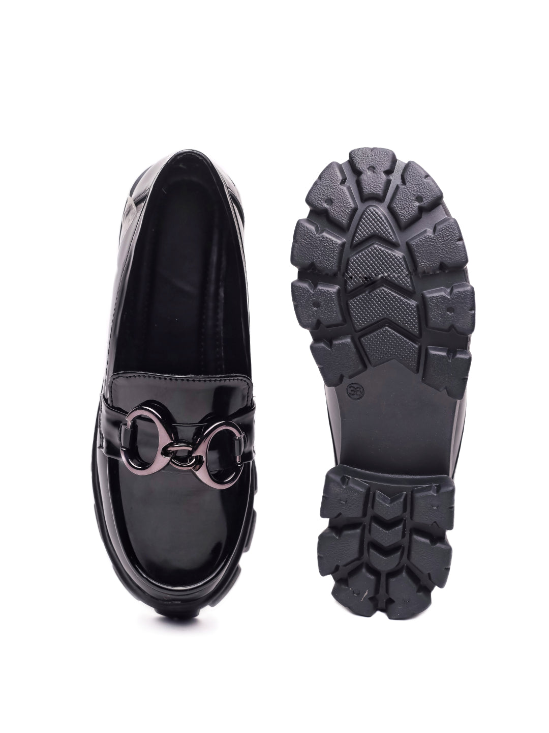 Brauch Black Patent Embellished Loafer Shoe