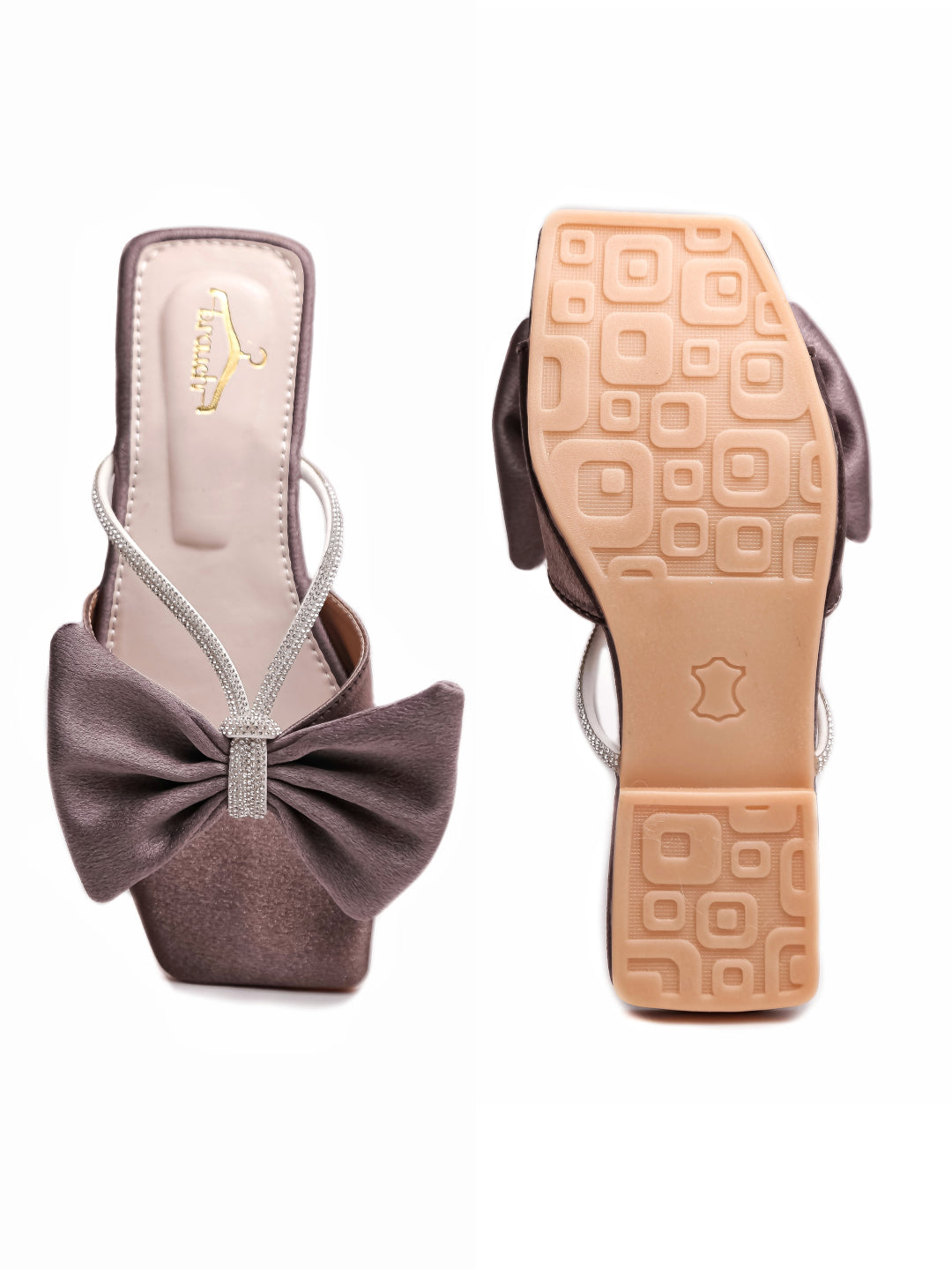 Brauch Women Grey Rhinestone Bow Flats