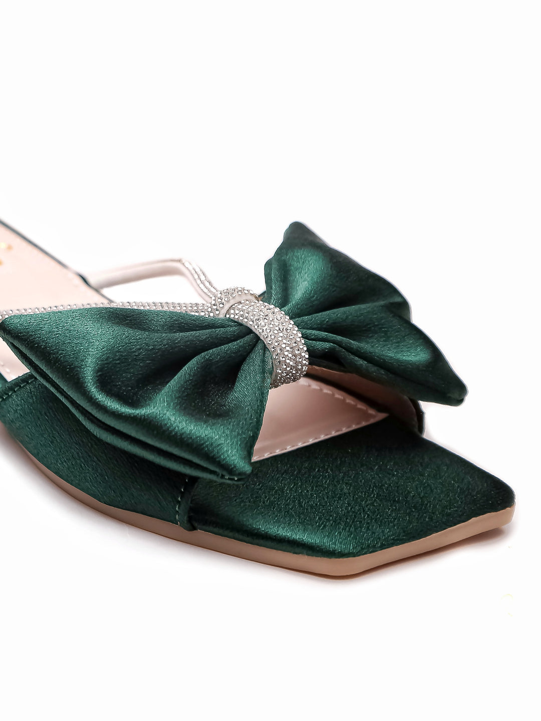 Brauch Women Olive Rhinestone Bow Flats