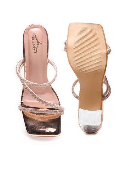 Brauch Rose Gold Rhinestone Multistrap heel