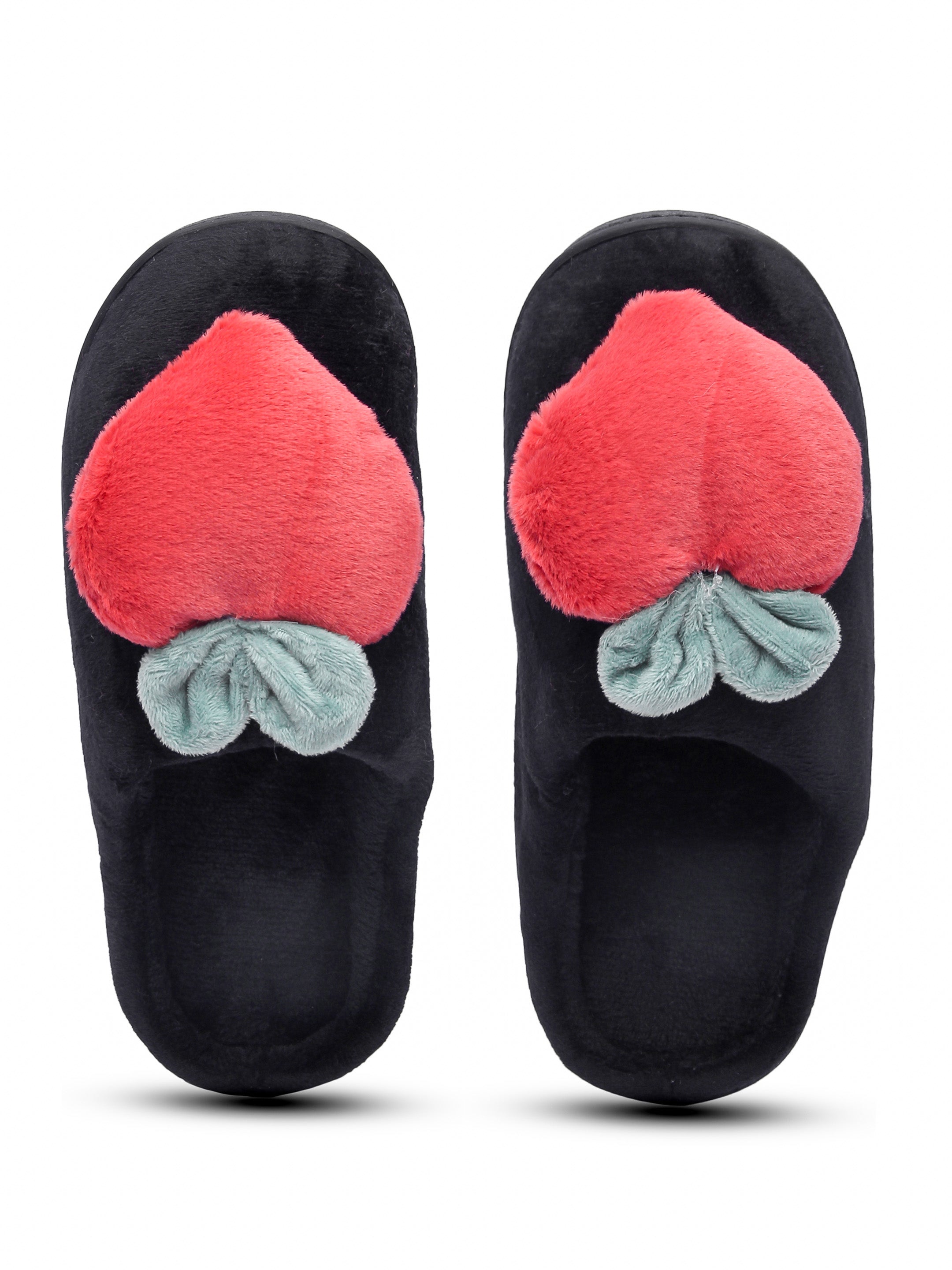 Brauch Women s Black Fur Heart Apple Winter Slippers brauch.in