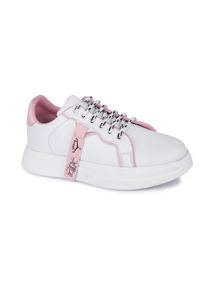 White and Baby Pink Live Laugh Love Casual Sneaker