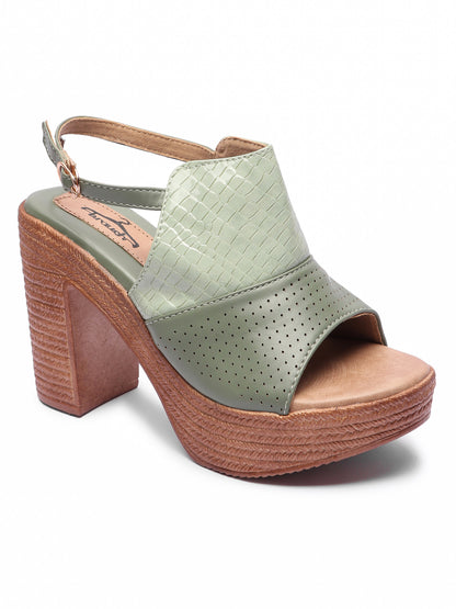 Brauch Olive Ankle Loop High Platform Heel Sandal