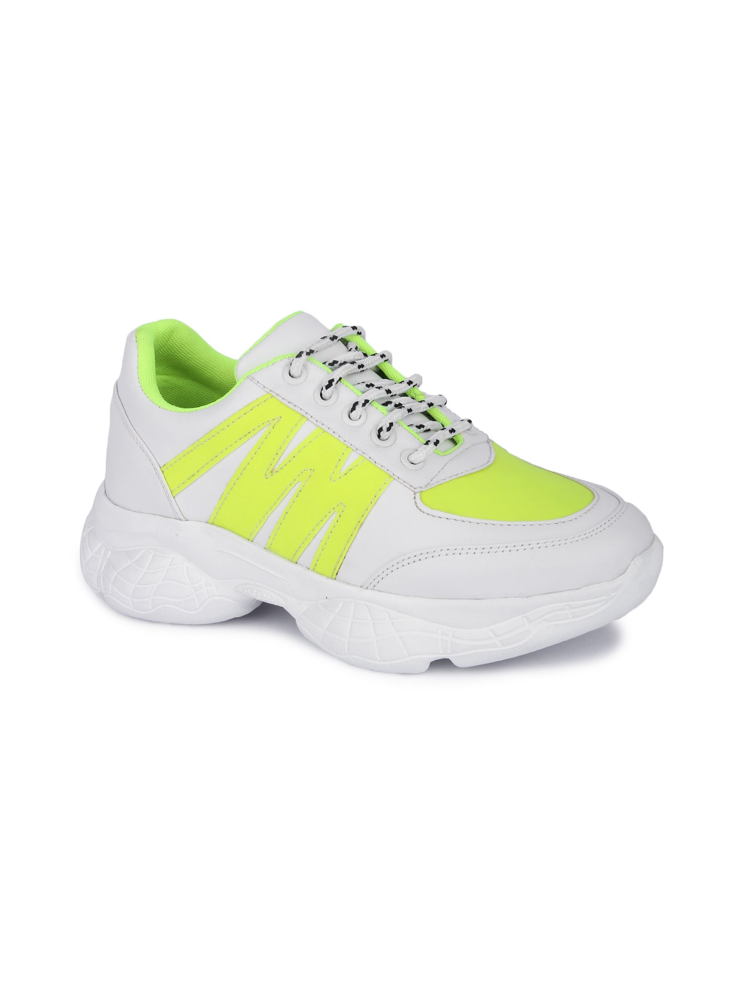 White and Neon Striped Casual Sneaker