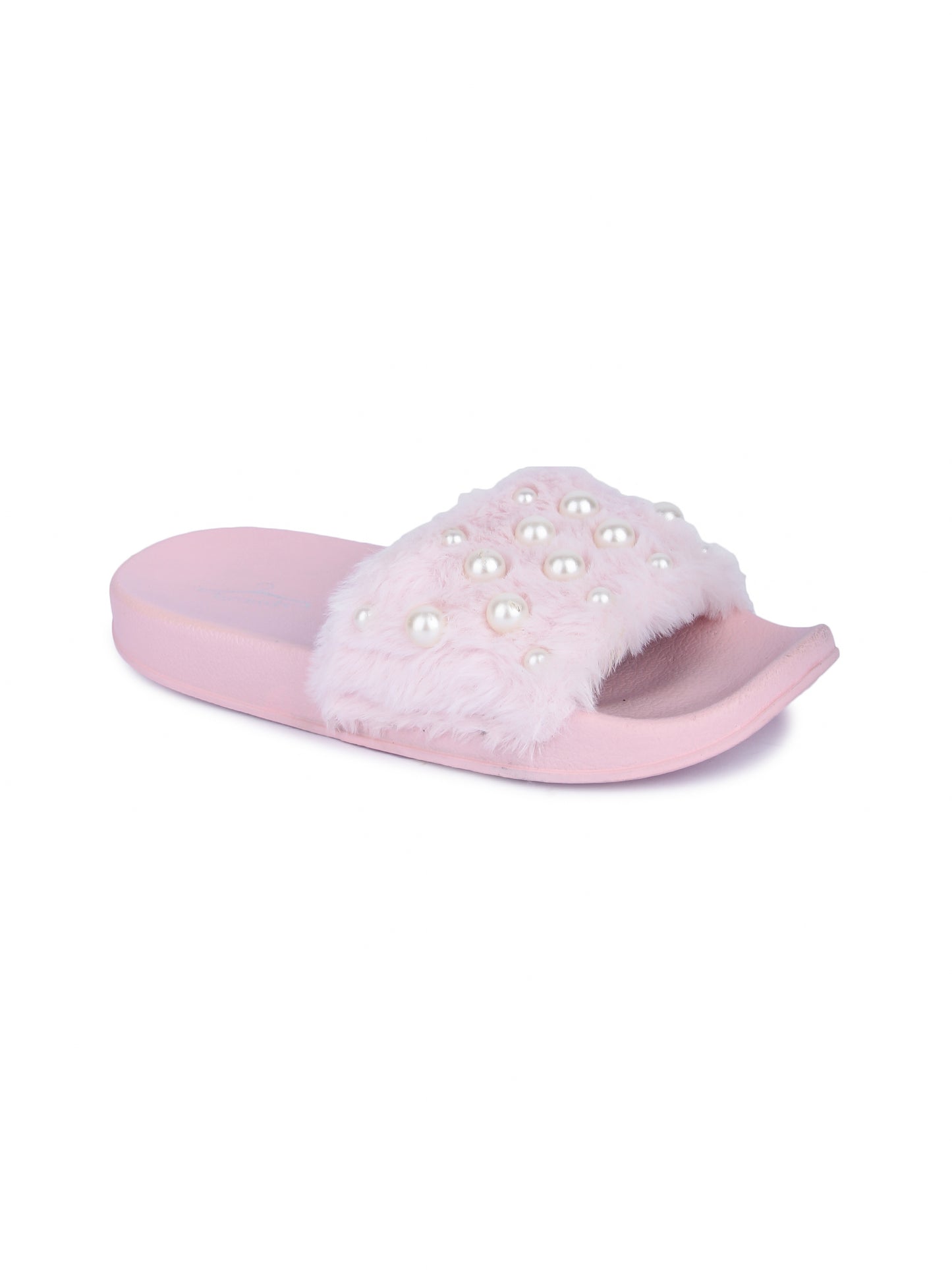 Brauch Women's Pink Fur Pearl Slides