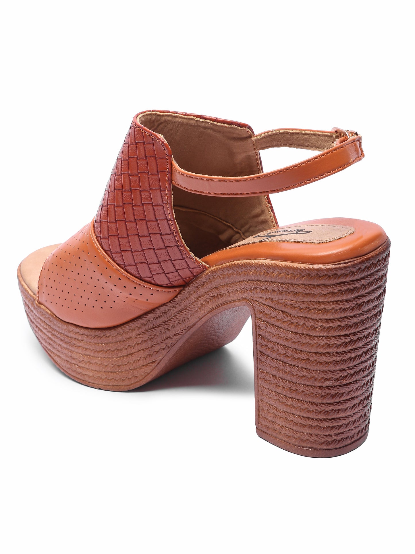 Brauch Tan Ankle Loop High Platform Heel Sandal