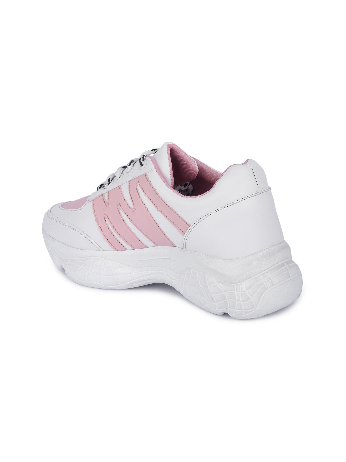 White Stylish Pink Striped Casual Sneaker