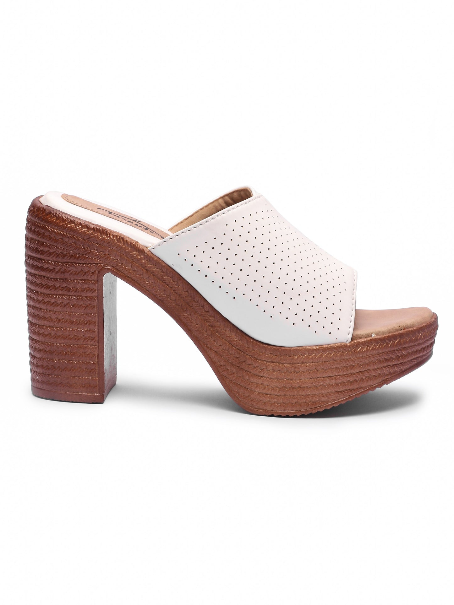 Brauch White Patterned High Platform Heel