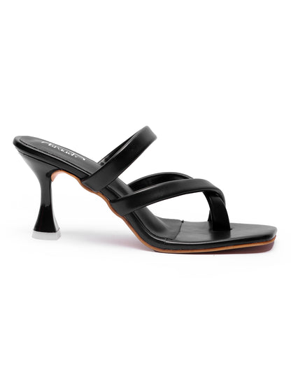 Brauch Women's Black Multistrap Spool Heel