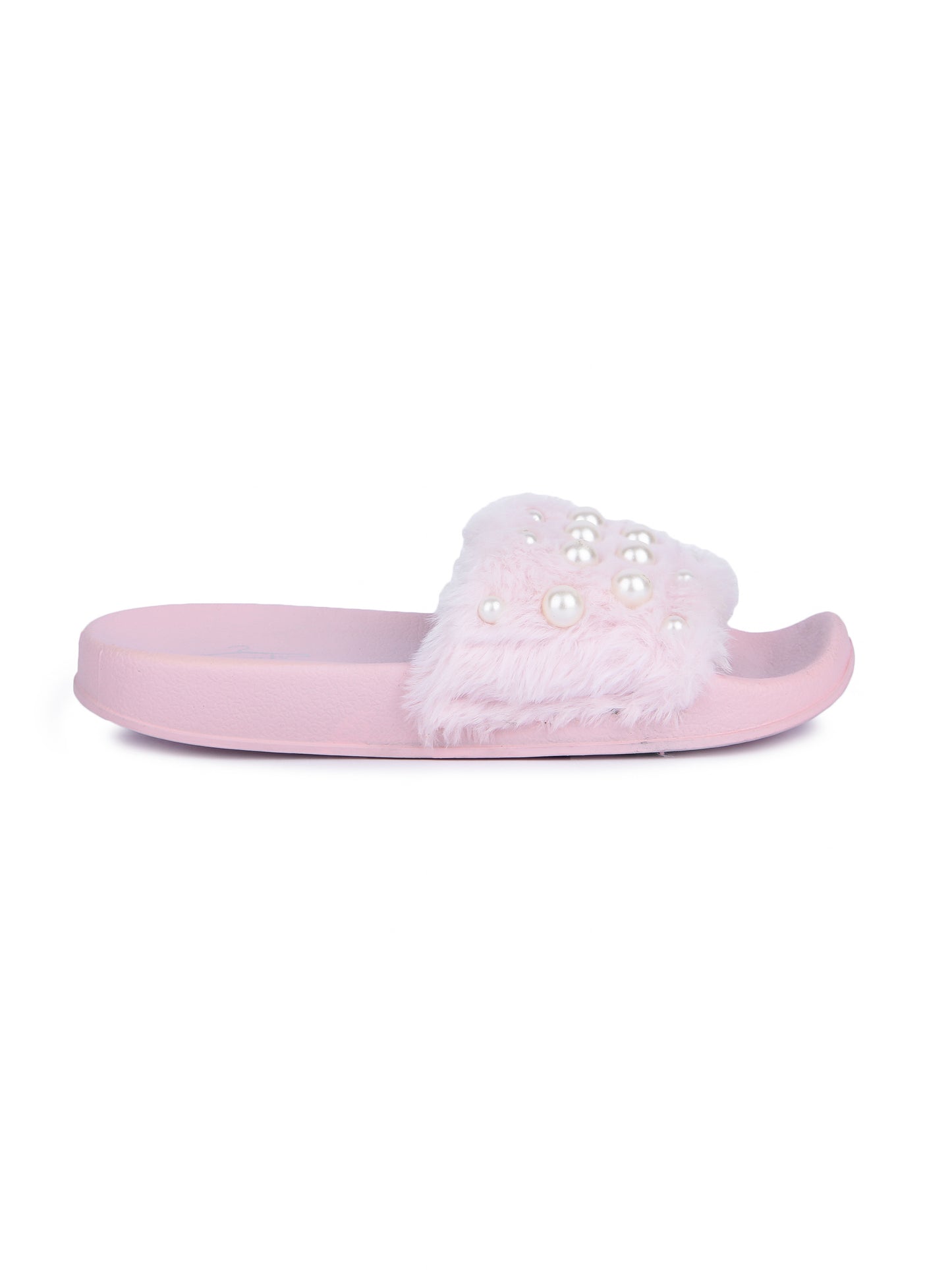 Brauch Women's Pink Fur Pearl Slides