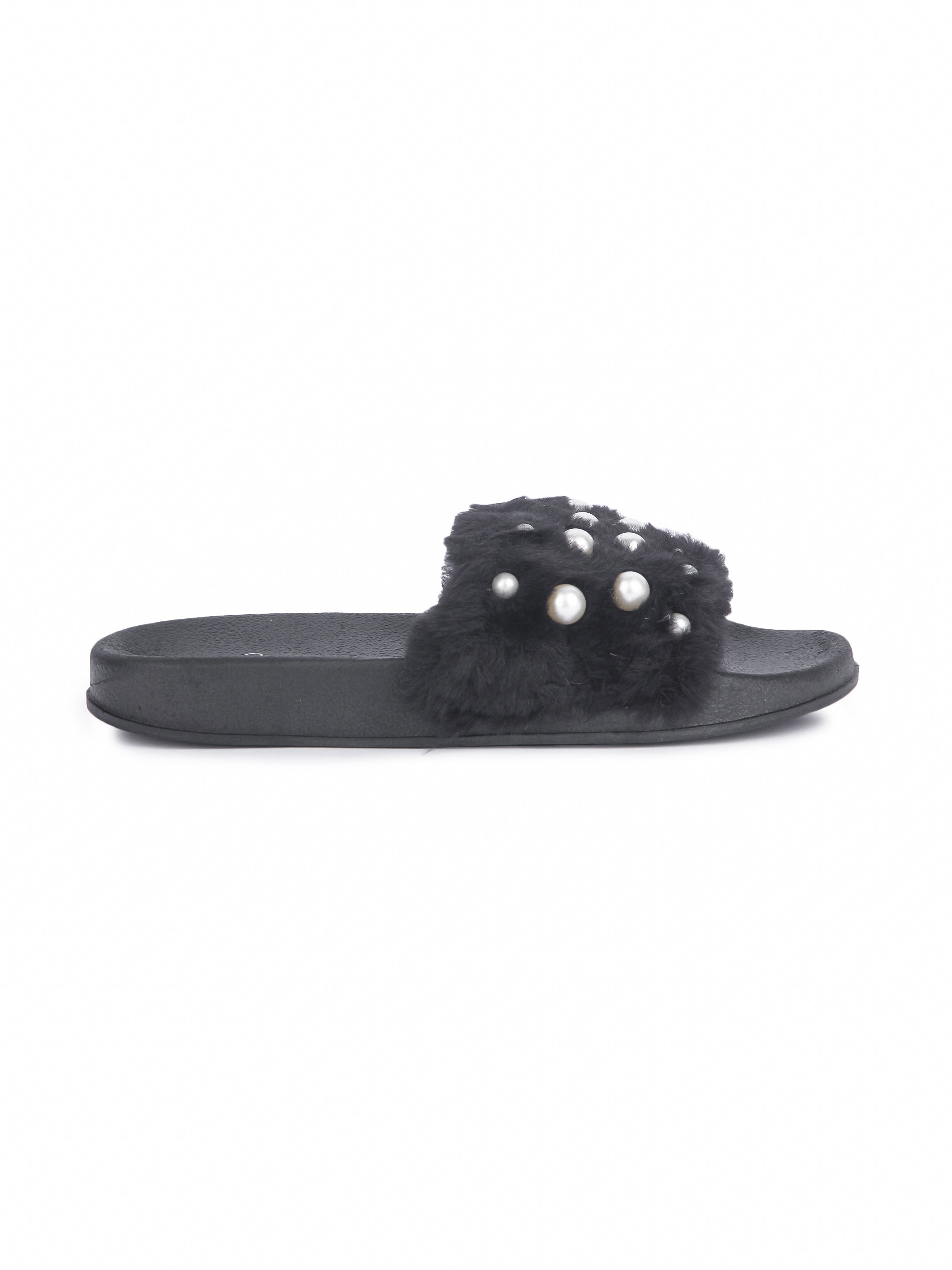 Black fur 2025 sliders womens