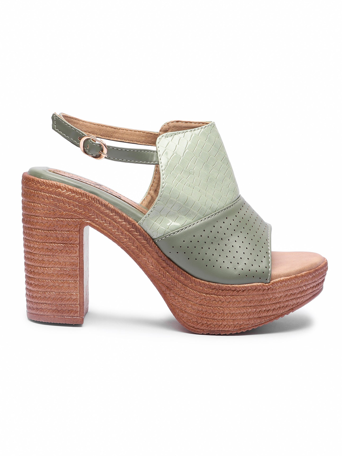 Brauch Olive Ankle Loop High Platform Heel Sandal