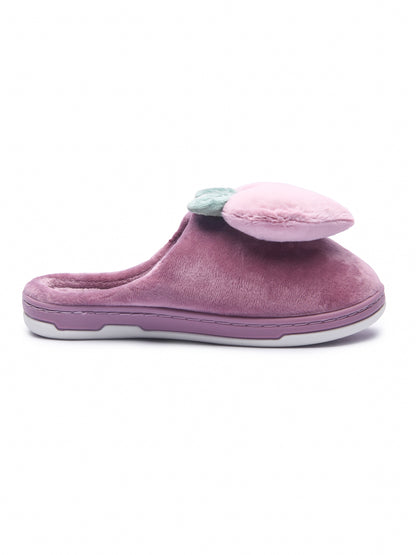 Brauch Women's Pink Fur Heart Apple Winter Slippers –