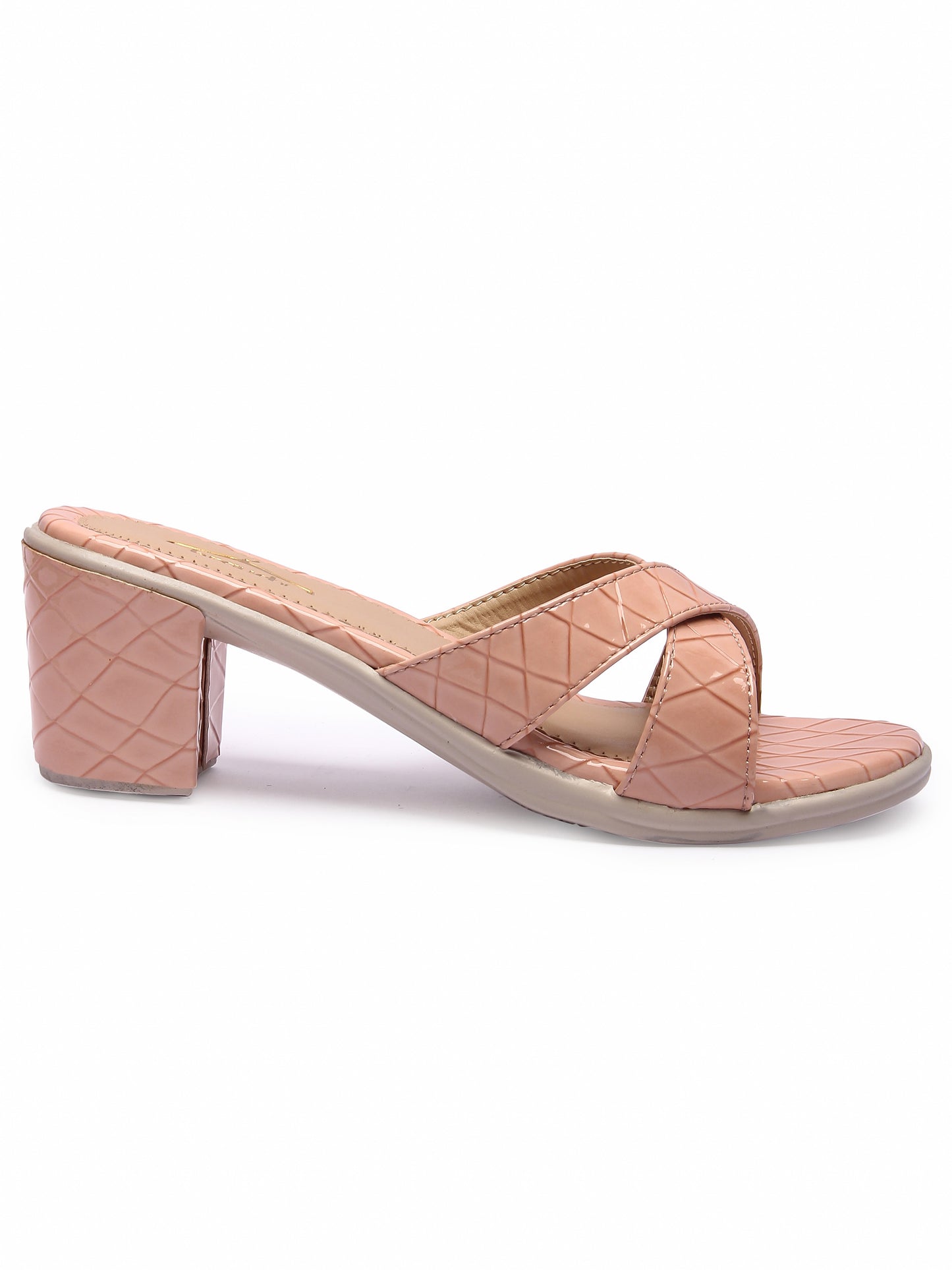 Brauch Women's Pink Croc Patterned Heels