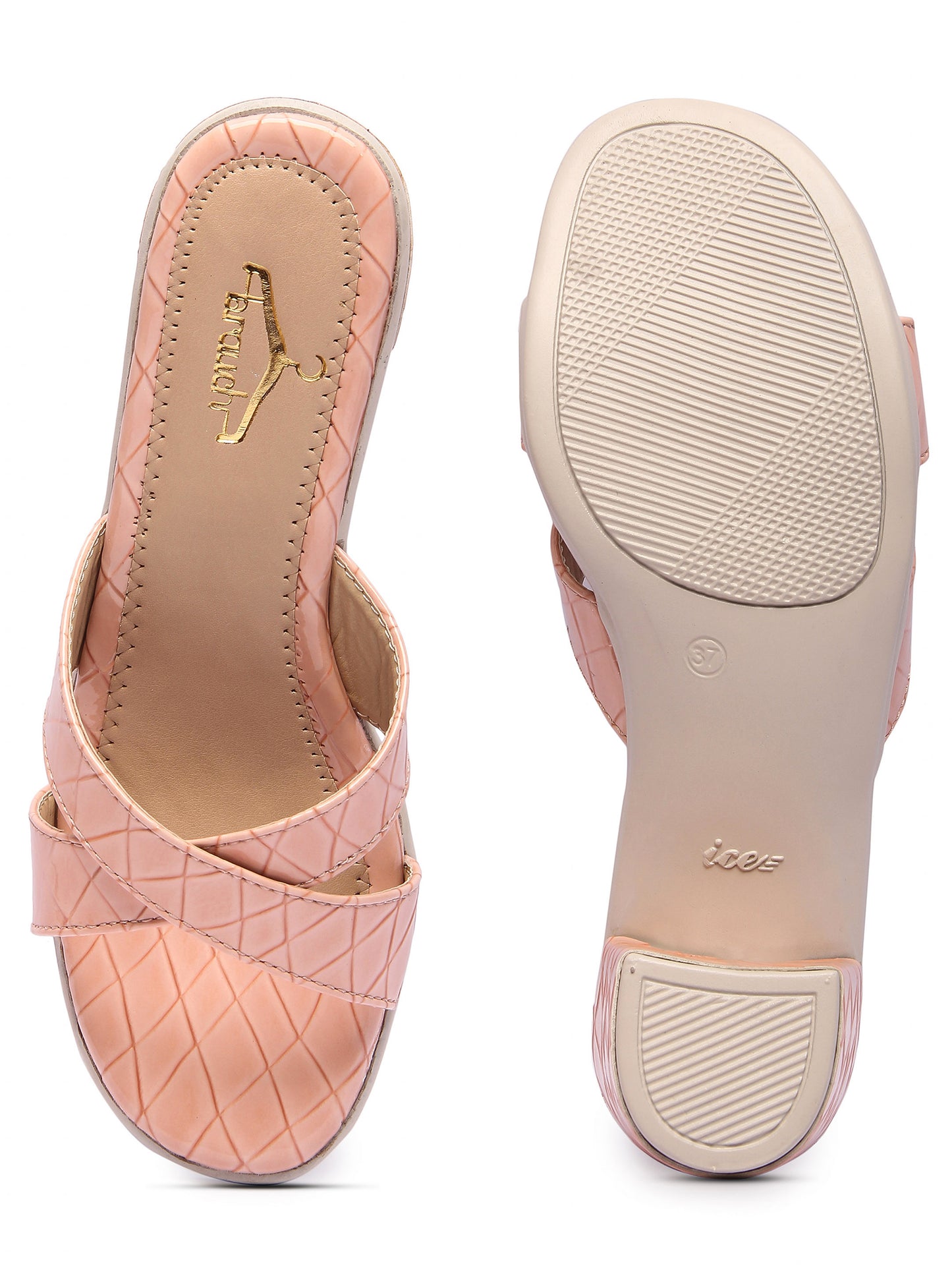 Brauch Women's Pink Croc Patterned Heels