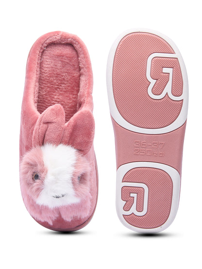 Brauch Women's Pink Cute Rabbit Winter Slippers