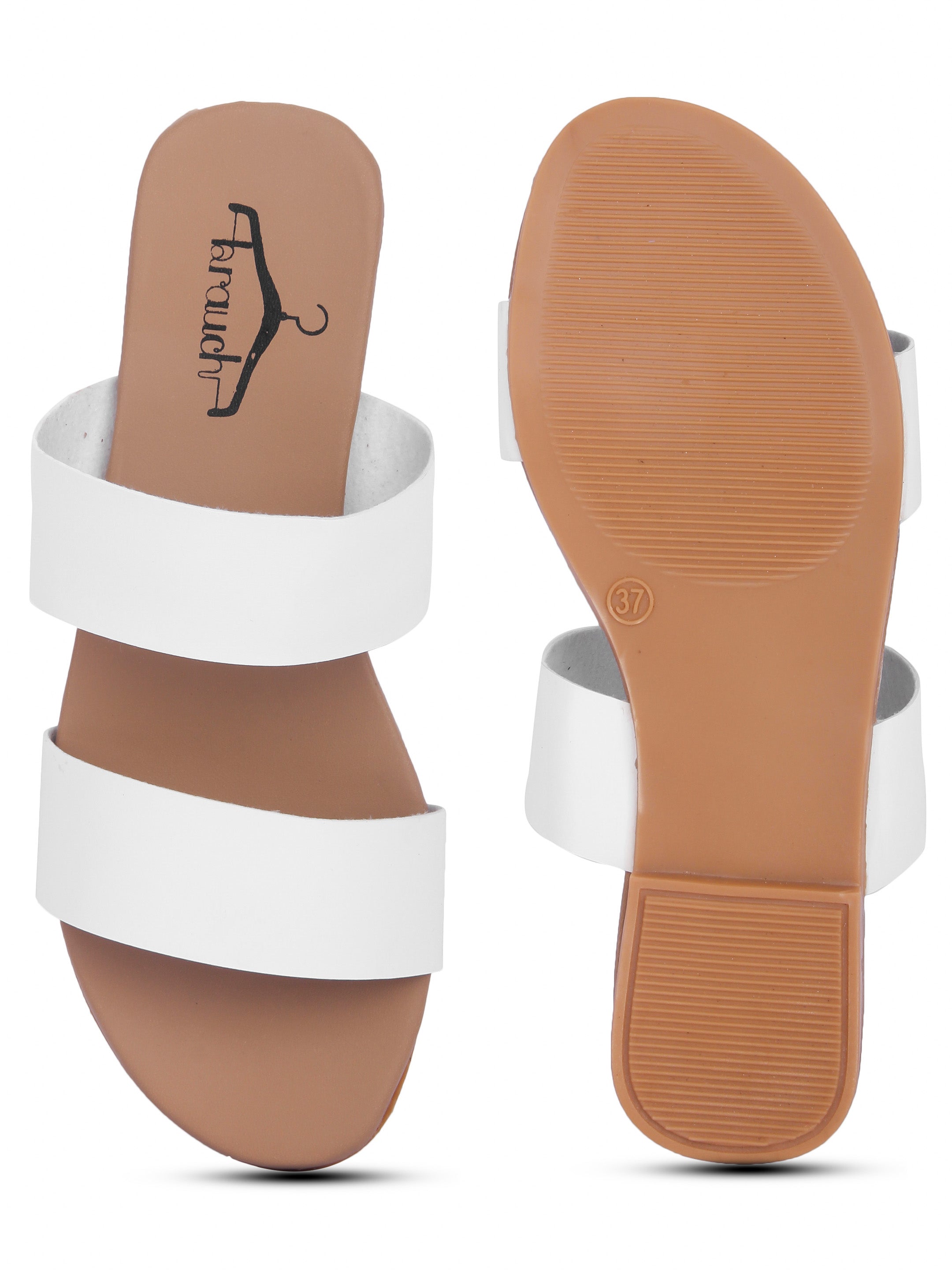 Brauch Women s White Strap Flats brauch.in