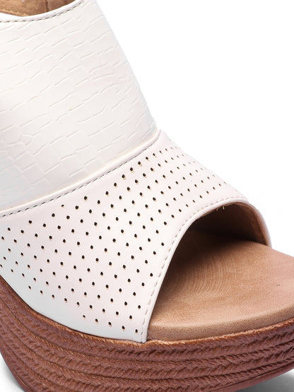 Brauch White Ankle Loop High Platform Heel Sandal