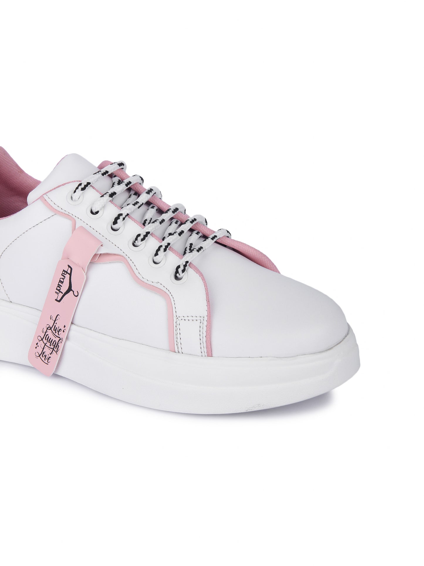 White and Baby Pink Live Laugh Love Casual Sneaker