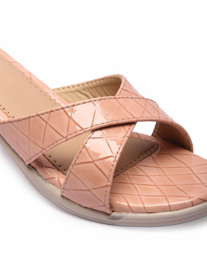 Brauch Women's Pink Croc Patterned Heels