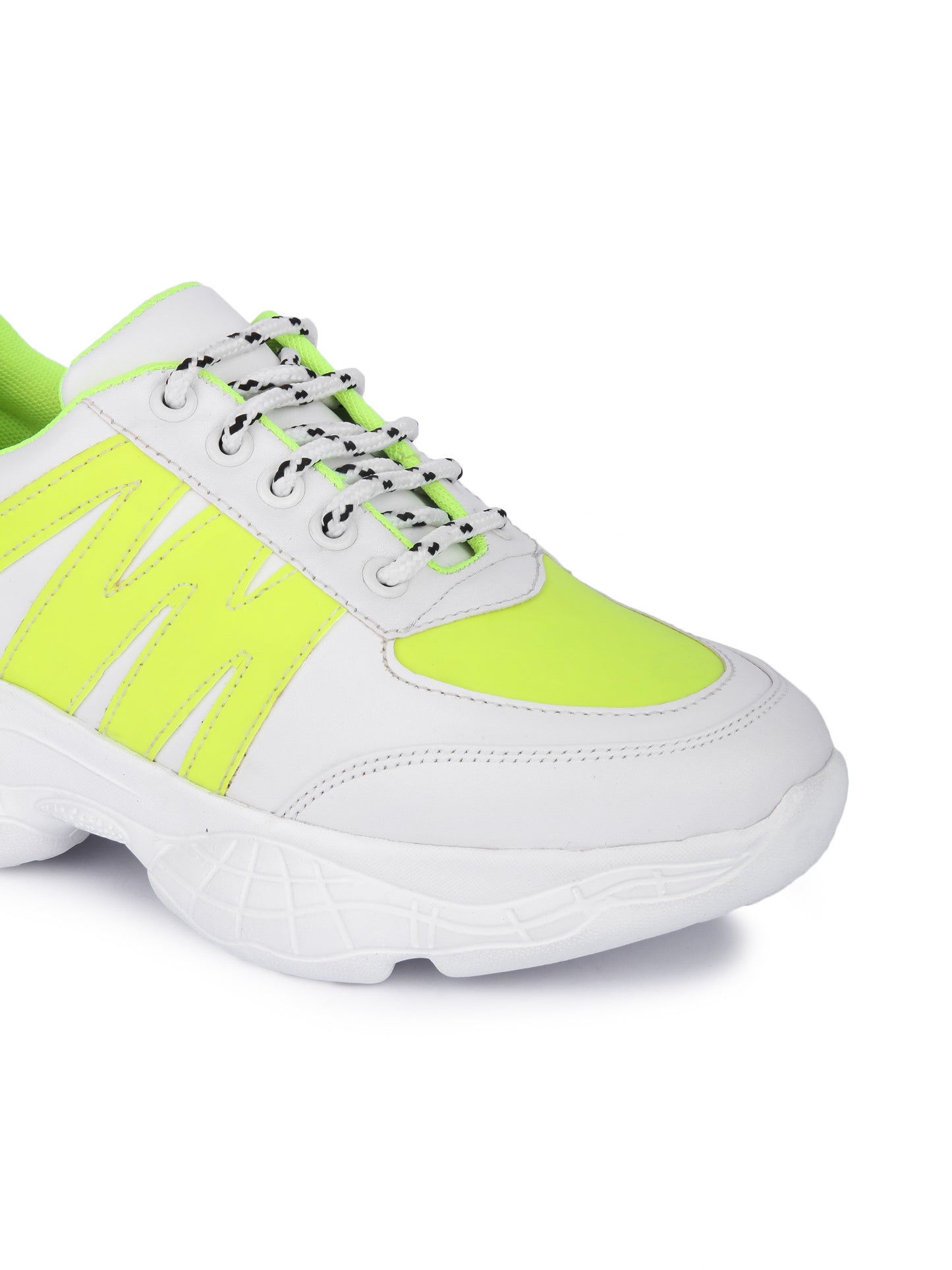 White and Neon Striped Casual Sneaker