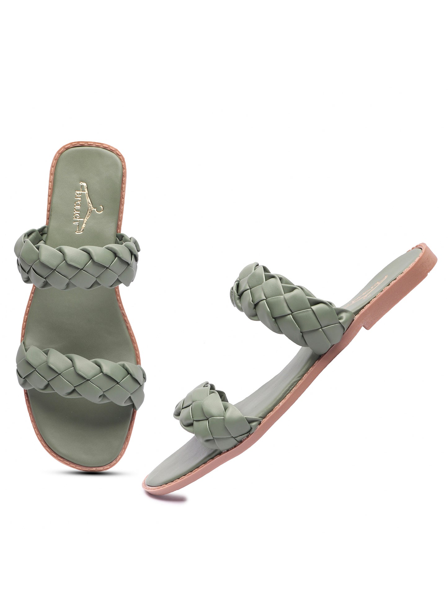 Brauch Women's Olive Braided Strap Flats