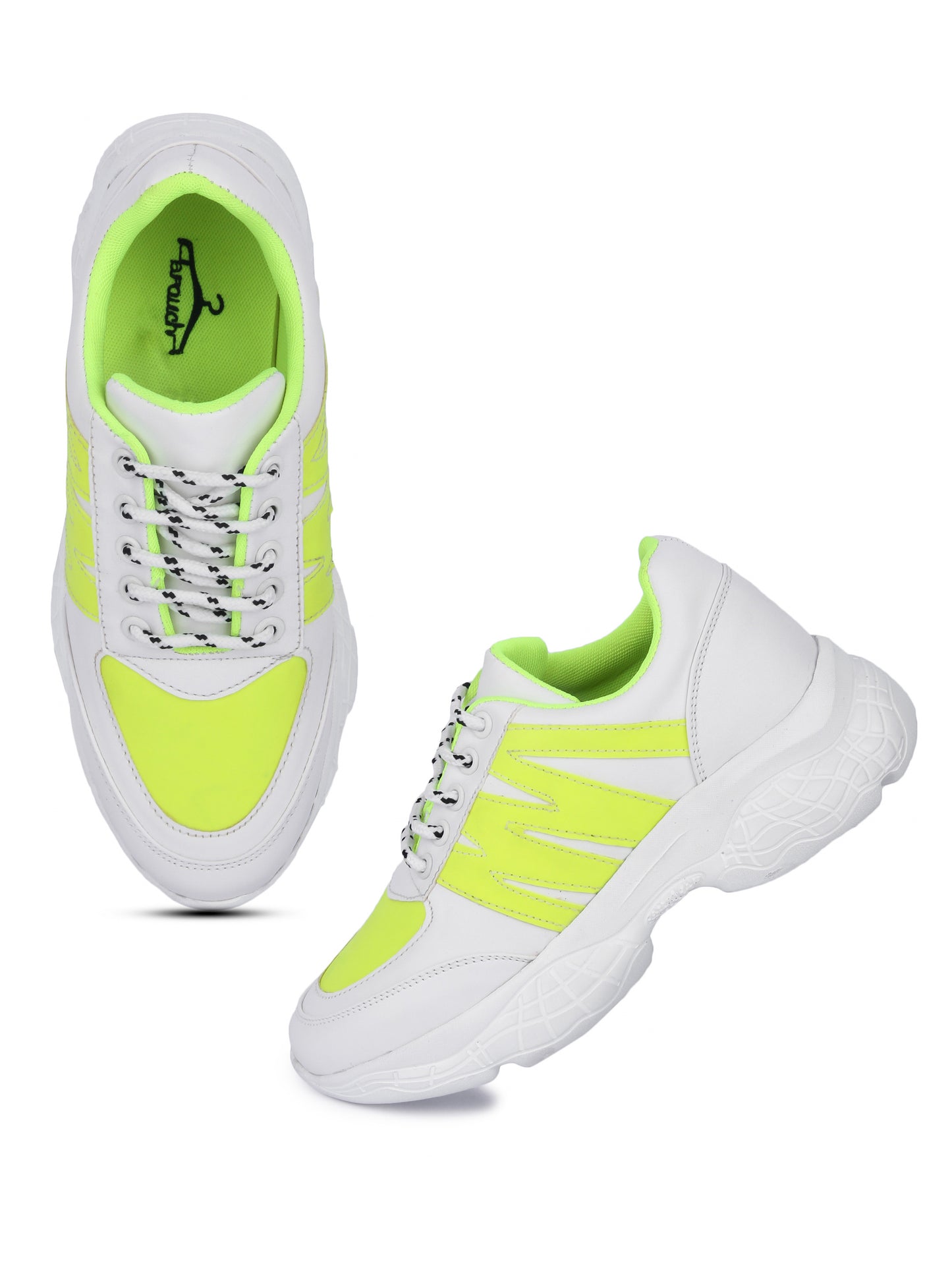 White and Neon Striped Casual Sneaker