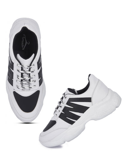 White And Black Stylish Striped Casual Sneaker