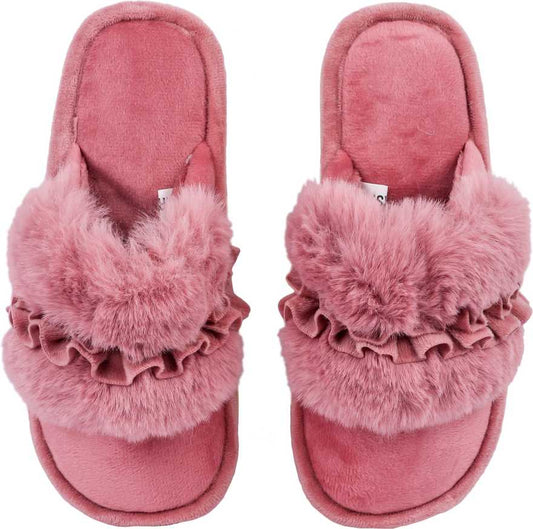 Brauch Women's Maroon Fur Floral Winter Slippers…