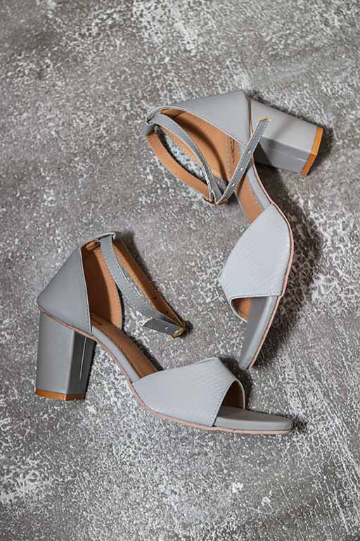 Brauch Women's Grey Patterned Block Heel