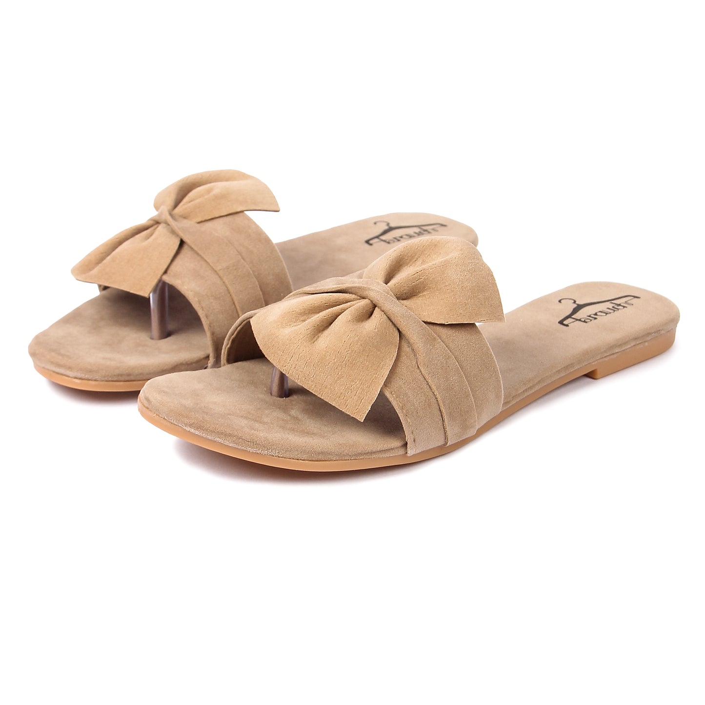 Brauch Women's Tan Suede Bow Flats/Slippers