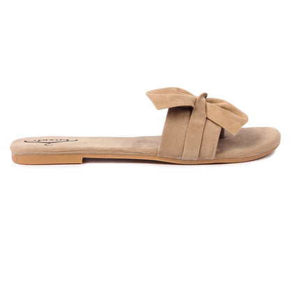 Brauch Women's Tan Suede Bow Flats/Slippers