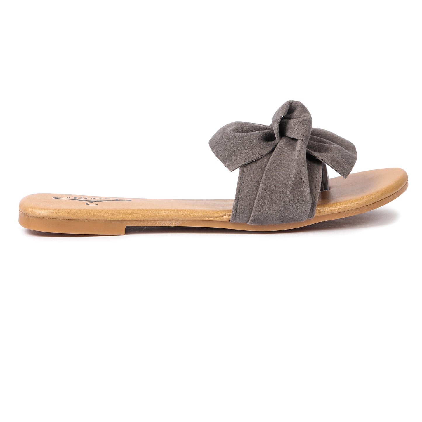 Brauch Women's Grey Suede Bow Flats Slides