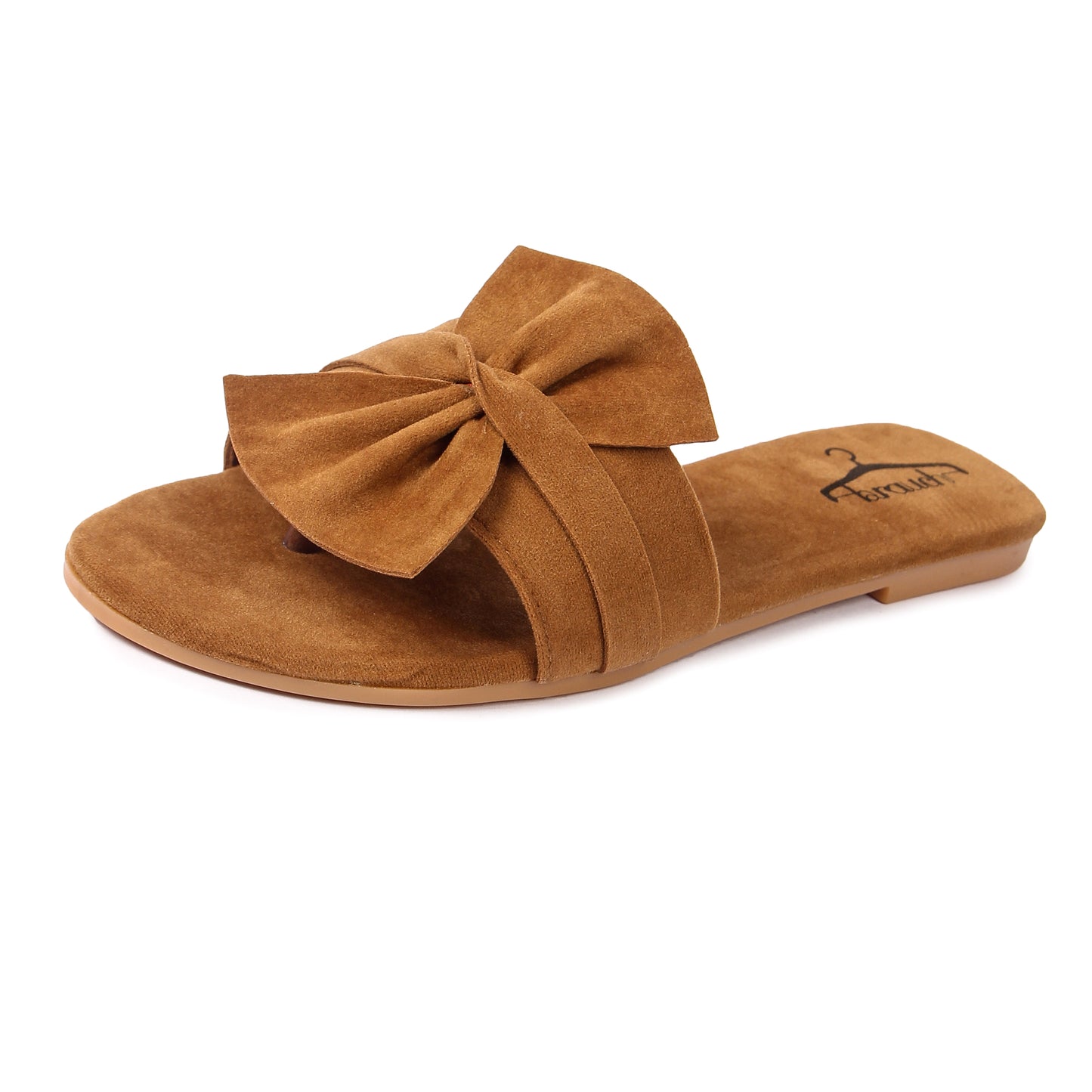 Brauch Women's Royal Brown Suede Bow Flats/Slippers