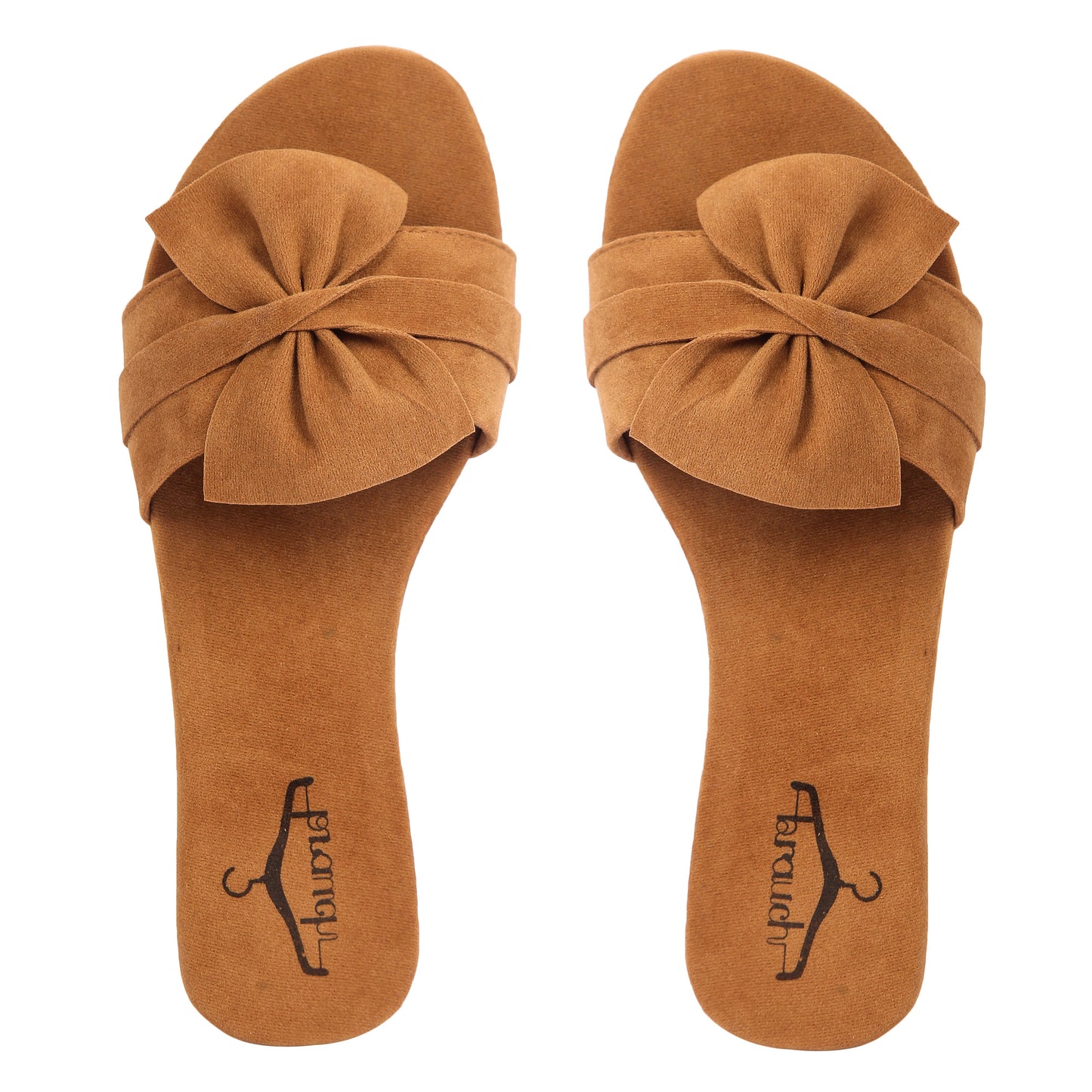 Brauch Women's Royal Brown Suede Bow Flats/Slippers