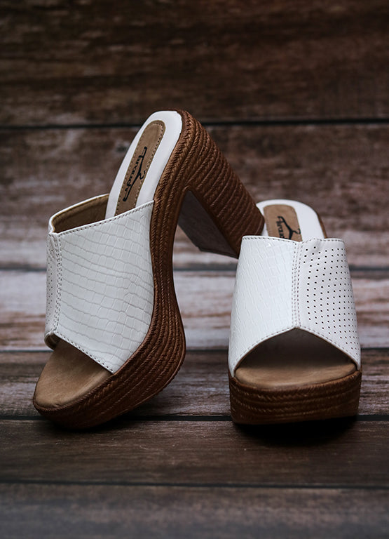 Brauch White Patterned High Platform Heel